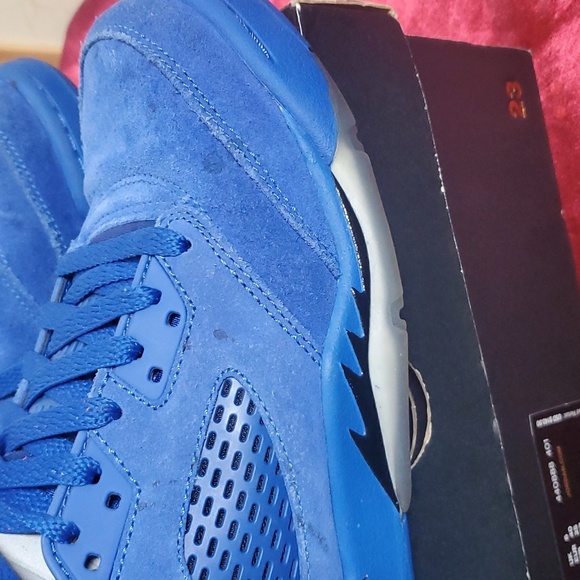 Youth Air Jordan 5 Retro BG Blue Suede Size 7Y - Picture 8 of 9